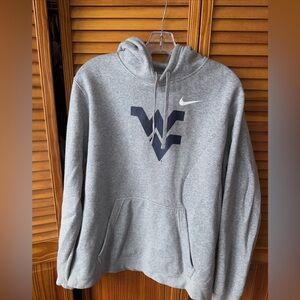 West Virginia university Nike Gray Hoodie with Navy WVU Logo Mens L